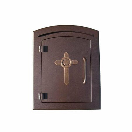 BOOK PUBLISHING CO 14 in. Manchester Non-Locking Column Mount Mailbox with Decorative Cross Logo in Antique Copper GR3174475